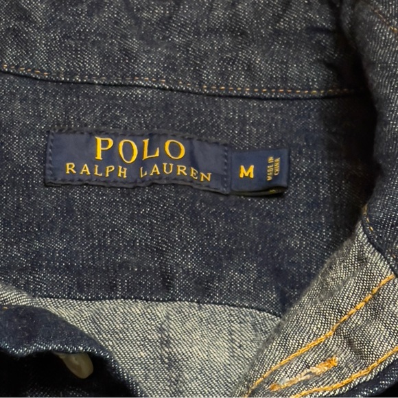 Polo Ralph Lauren Blue Denim Embroidered Logo Button Down Long Sleeve Shirt M - Picture 6 of 12